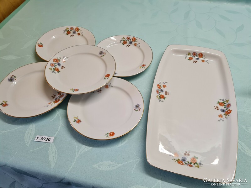 T0930 plain flower pattern sandwich plate 5 small plates 36x18.5 and 17 cm