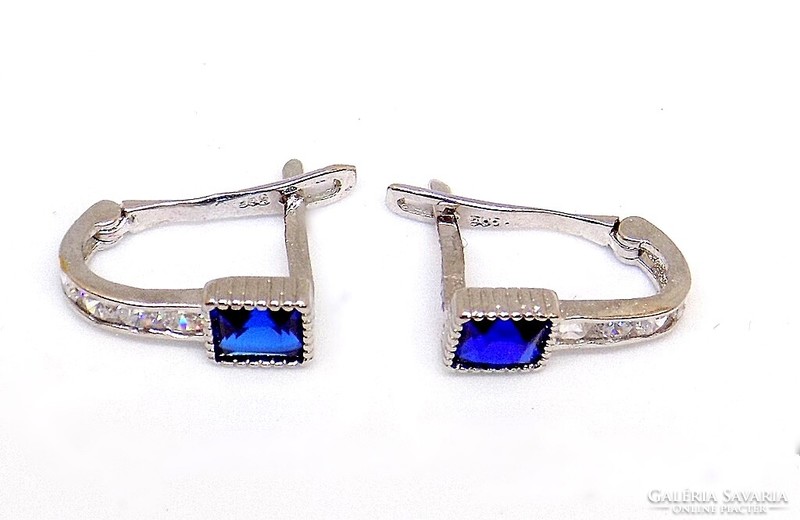 White gold earrings with blue and white stones (zal-au117515)
