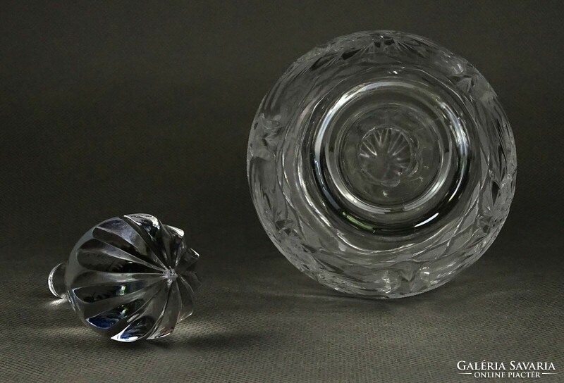 1M967 Régi talpas kristály dugós üveg 29 cm
