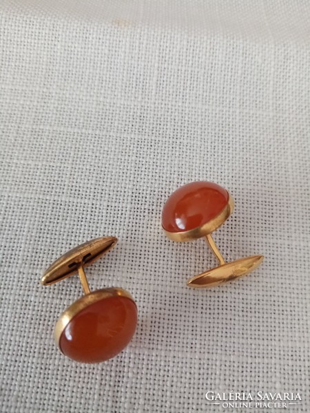 Old marked gilded Russian amber cufflinks - also suitable for graduation!