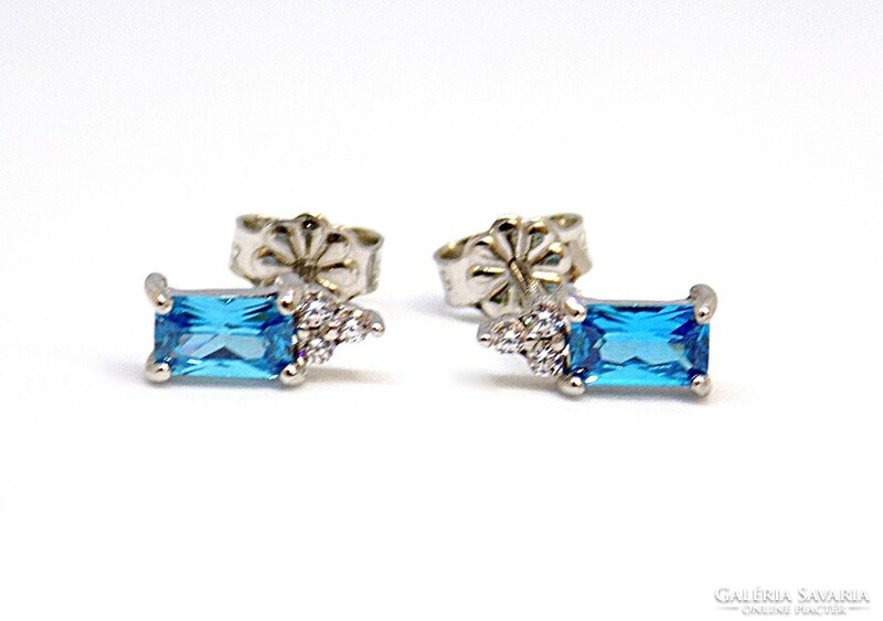 White gold earrings with blue and white stones (zal-au117469)