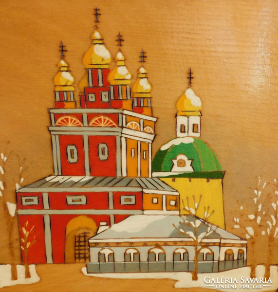 Kézzel festett orosz fadoboz.