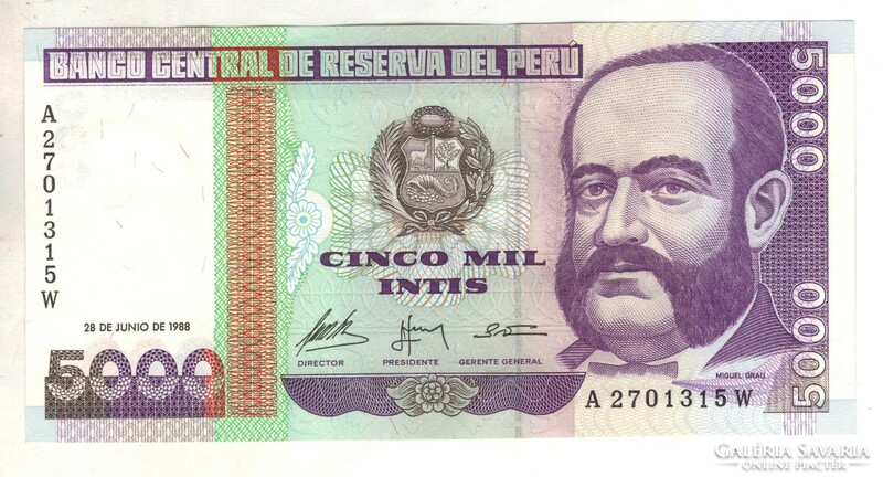5000 intis 1988 Peru UNC 2.