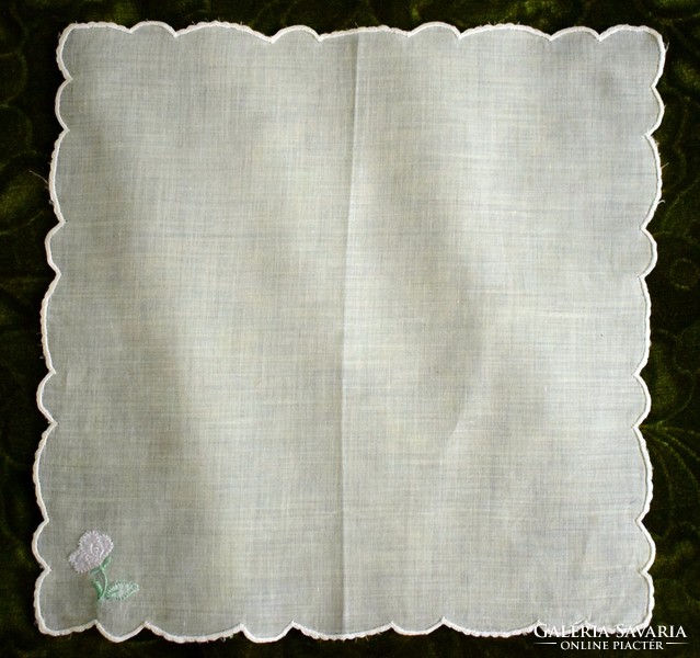 Satin Stitched Scalloped Edge Handkerchief