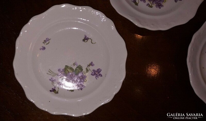 3 Pcs. Rare Zsolnay porcelain iris Cluj-Napoca violet dessert plate 19cm