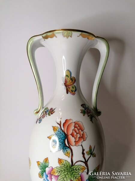 Large vase with handles by Viktoria Herend. In new condition!