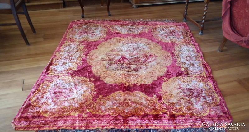 A very imposing, giant-sized, brightly colored, special patterned silk carpet