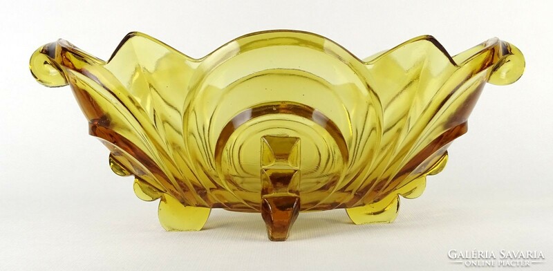 1M966 amber art deco glass fruit bowl