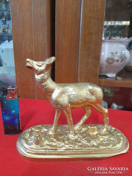 Solid copper painted deer, fawn figural sculpture. 12 Cm.