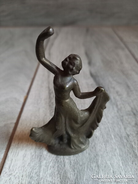 Interesting old copper female statue (9x5x2.2 cm)