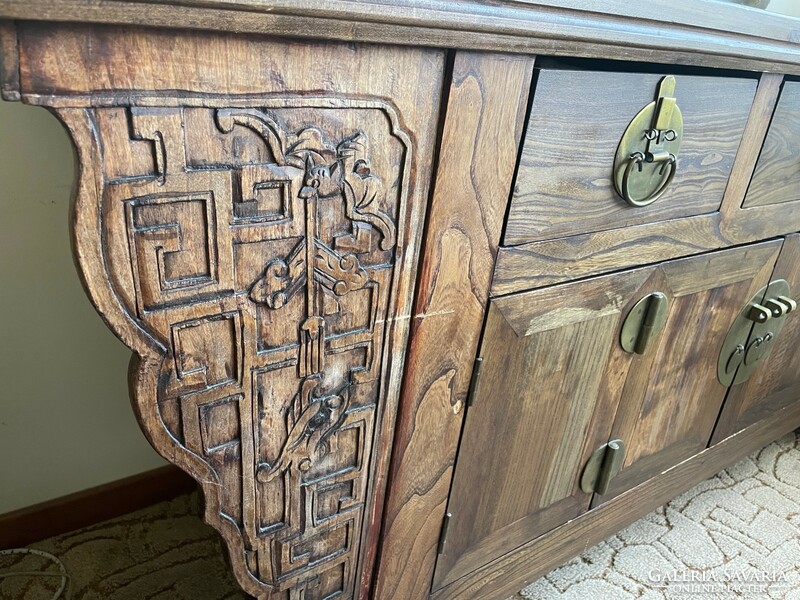 Beautiful hand-carved solid wood Chinese chest of drawers for sale