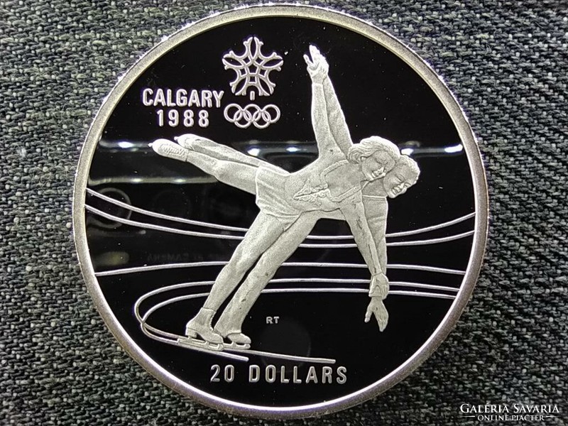 Kanada Téli olimpia Calgary műkorcsolya .925 ezüst 20 Dollár 1987 PP (id46488)