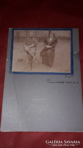1915. Antik vastag kartonon. SCULTÉTY GYULA csendór főhadnagy Feleségével DUNASZERDAHELY