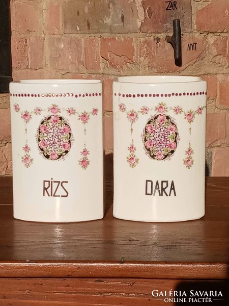 2 pink earthenware spice holders