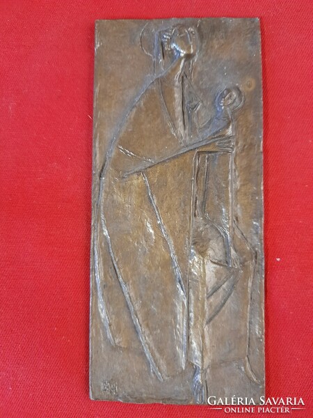 Erwin huber bronze plaque commemorating the papal visit to Austria in 1988. 16.5 Cm.
