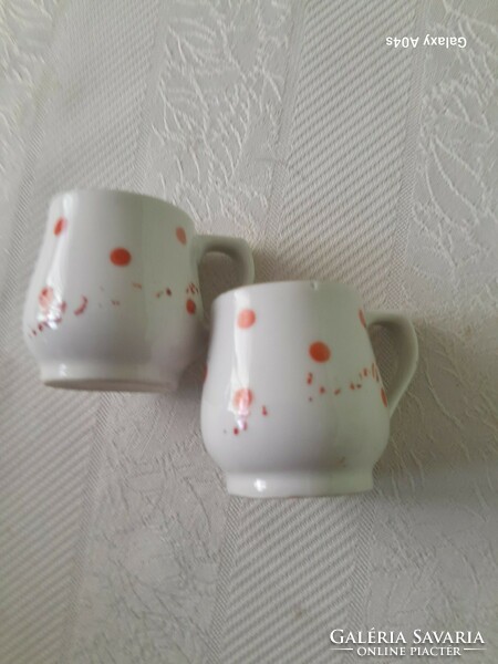 Pair of red speckled raven house 4 cm and souvenir cup