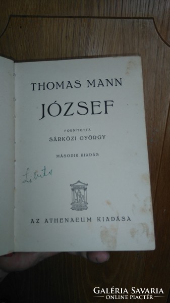 In the year of first publication, second k.-1934 Athenaeum -thomas mann. Joseph