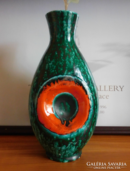 Retro ceramic industrial artist vase - Péter Ferenc - mid century - 27 cm