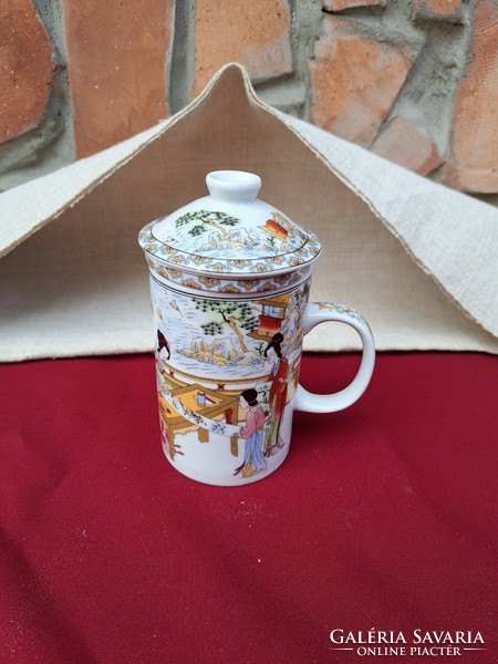 Beautiful Chinese scenic tea filter mug tea mug, collector's item