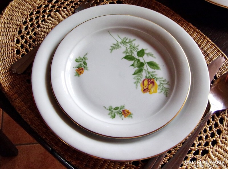 Porcelain tableware, yellow rose (complete)