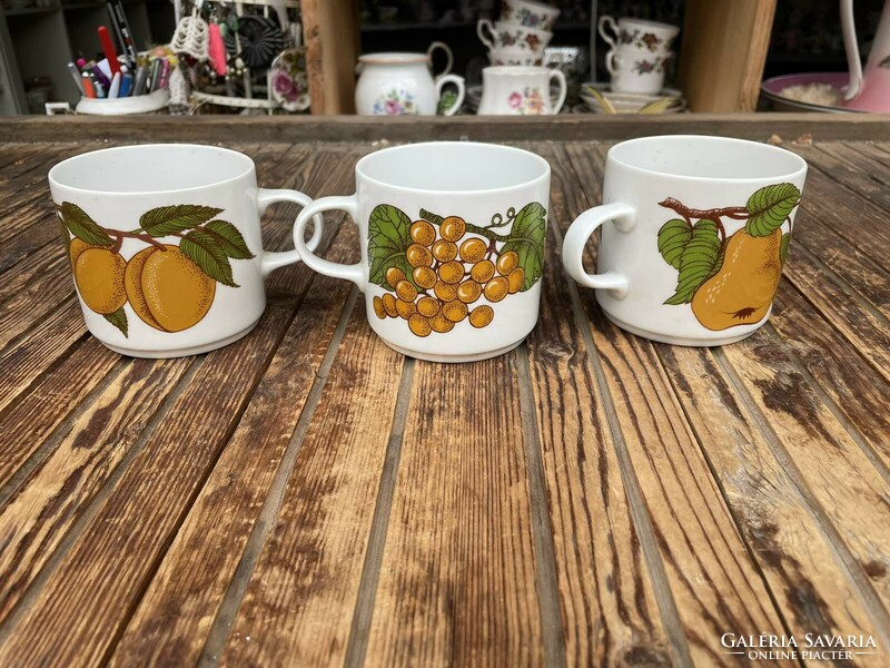 Alföldi porcelain tea mug with fruit pattern