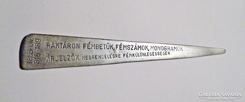 1910 Advertising aluminum letter opener around Budapest