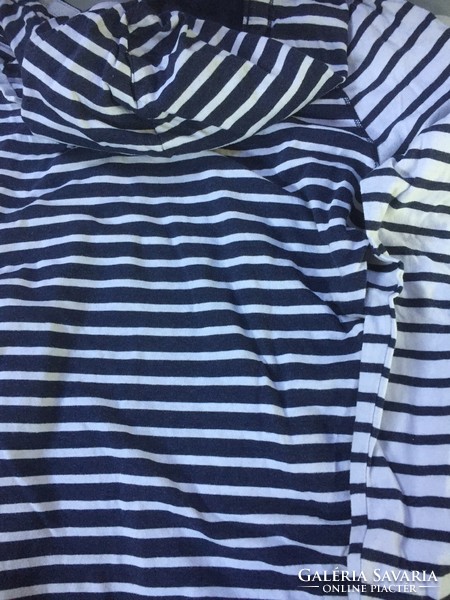 H&m hooded blue-white striped women's cotton sweater for size m