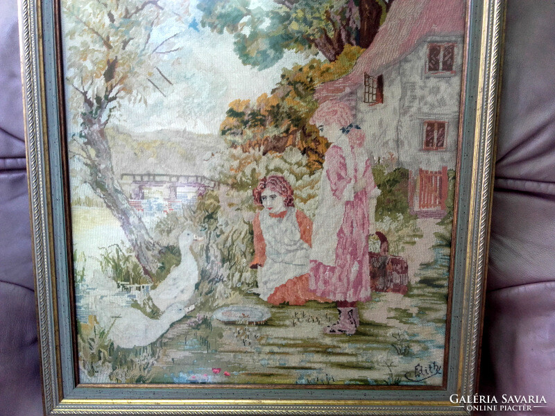 ANTIK 140 éves EGÉSZÉBEN ! PETITPOINT GOBELIN - Art&Decoration