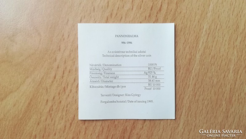 1000 Ft  1995   Pannonhalma    certifikáció