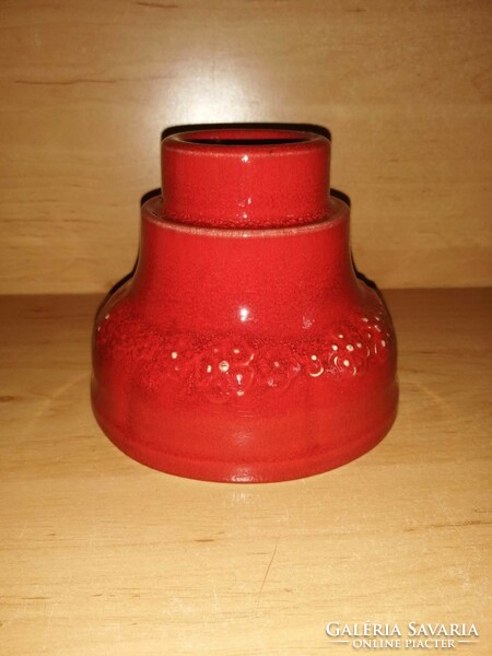 Német  kerámia piros gyertyatartó 11 cm magas (30/d)