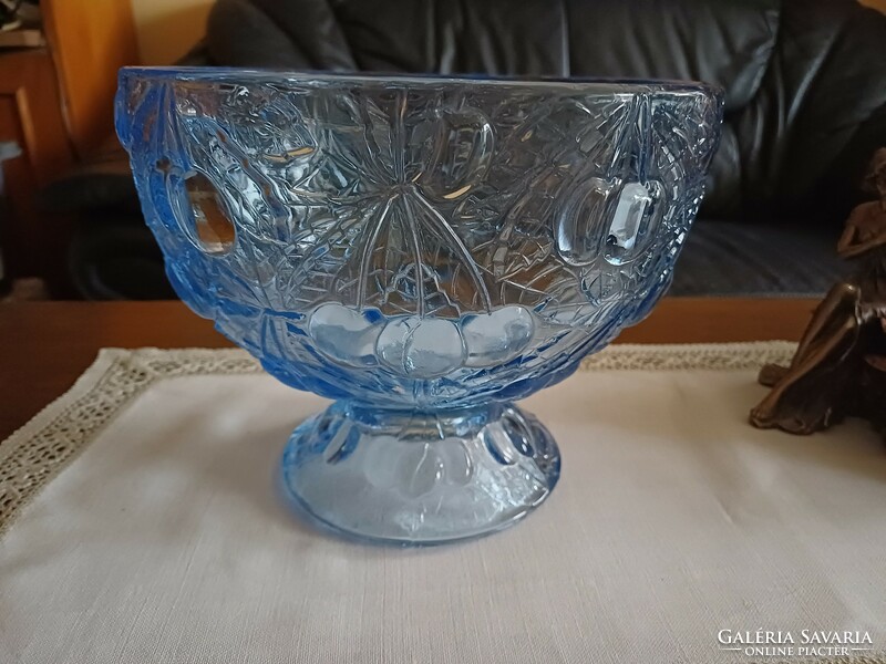 Barolac blue glass centerpiece, offering, fruit bowl