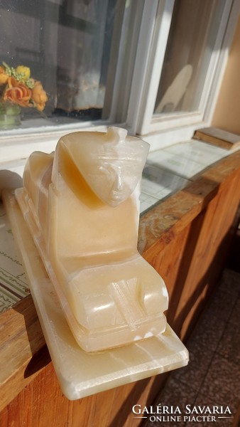 I discounted it! Unique marble sphinx statue bookend door support special milky yellow veined color
