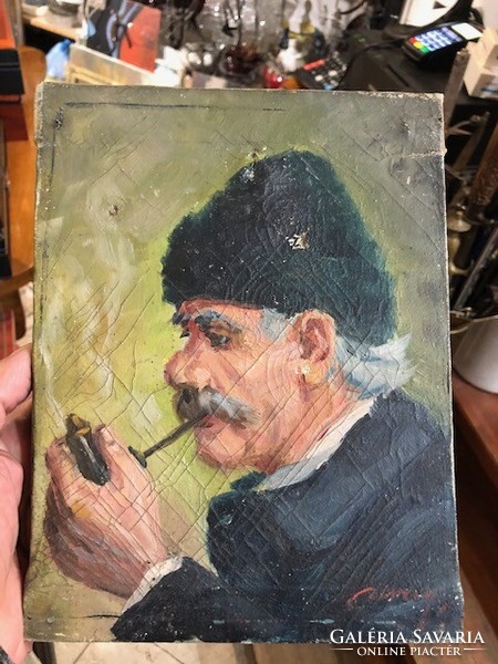 XX. század eleje, magyar festő festménye, olaj, vászon, 25 x 25 cm-es,szignált