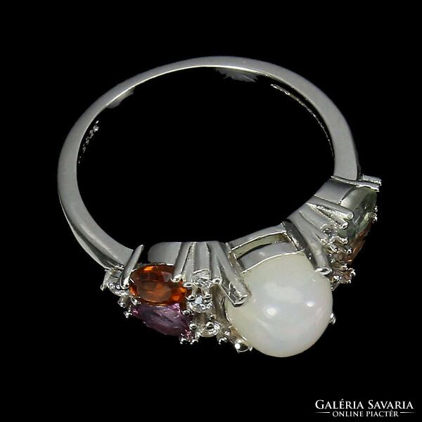 54 And real fire opal tourmaline 925 silver ring