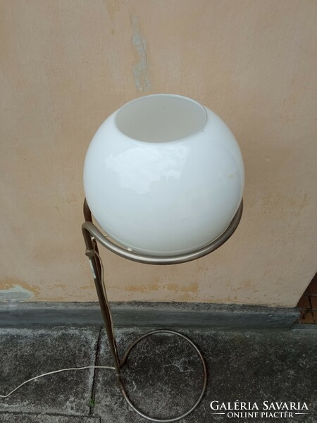 Extra mid-century homemade tibor floor lamp with milk glass shade