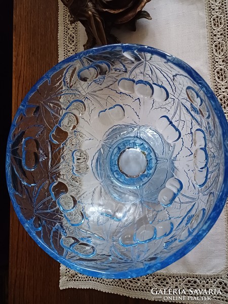 Barolac blue glass centerpiece, offering, fruit bowl