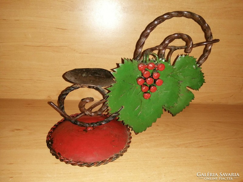Antique wrought iron grape leaf pattern table candle holder
