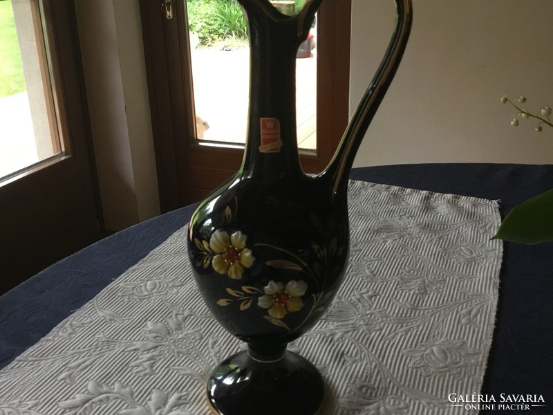 Helbach Geschenke kancsó, váza, 29 cm, 20 kar. Aranyozással, rátett virággal