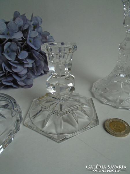 Crystal candle holder. Height: 8 cm.