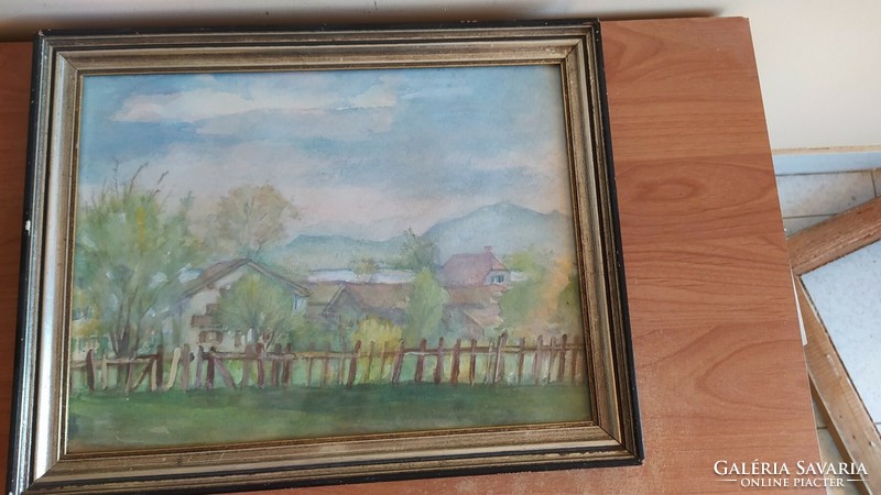 (K) old aqua painting (German) 40x31 cm with frame