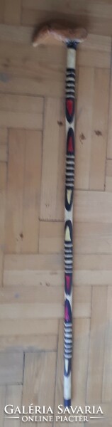Moroccan walking stick decorated with a painted pattern