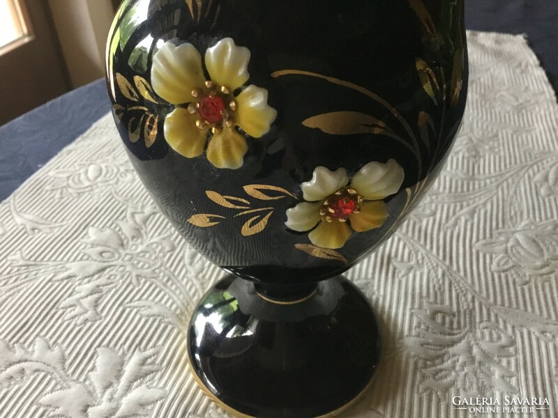 Helbach Geschenke kancsó, váza, 29 cm, 20 kar. Aranyozással, rátett virággal