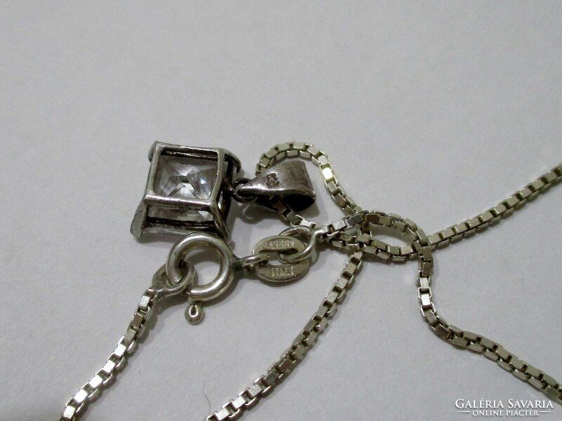 Beautiful silver necklace with square stones