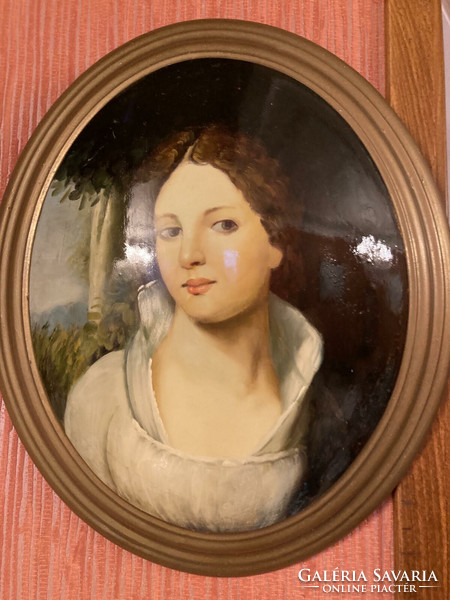 Festmény olaj domború női portré II.