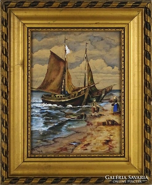 1N015 xx. Century painter: sailboats 1957
