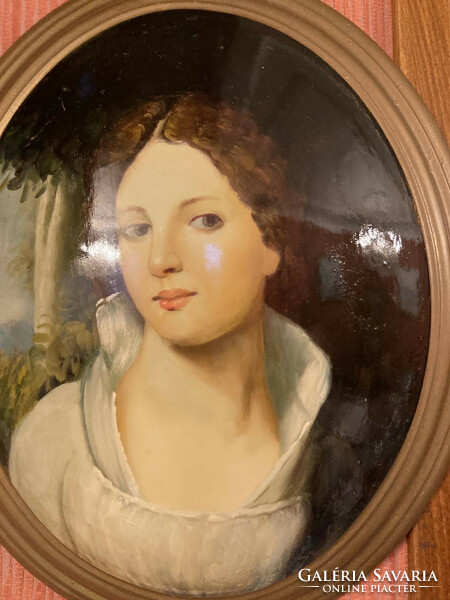 Festmény olaj domború női portré II.