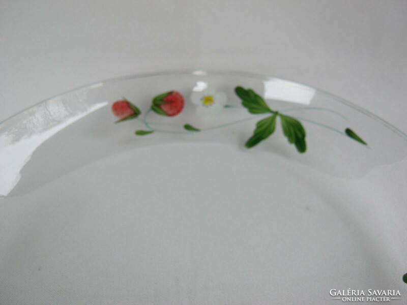 Salgótarjáni retro üveg 6 személyes tál készlet szamóca epres eper mintával