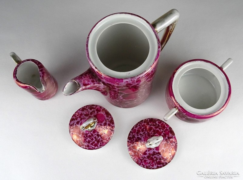 1N043 Régi rózsaszín Karlsbad porcelán kávéskészlet