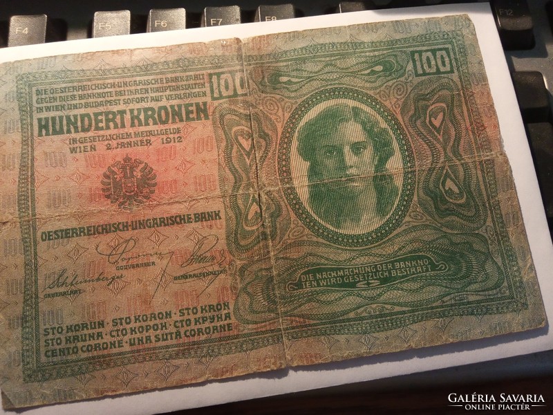 Austro-Hungarian banknote 100 kroner 1912 old paper money historical, commercial specialty