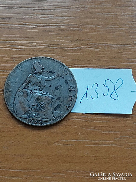English England 1/2 half penny 1924 king george v. 1358